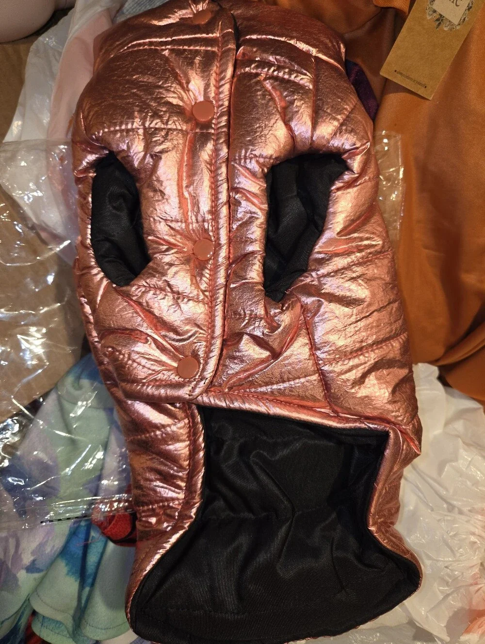 Canini Metallic Rose Quilted Dog Puffer Jacket